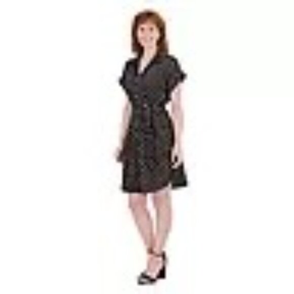 French Connection Women's Satin Blk/White Polka Dot Dress Sm NWT - Picture 4 of 12